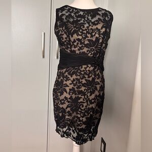 Montage by Mon Cheri Black Lace Mini Dress